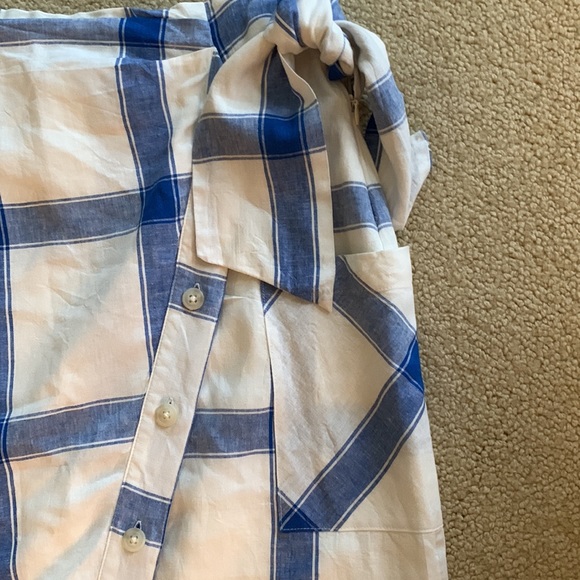 Anthro Maeve Linen Asymmetrical Button Skirt- Side Zipper-Decorative Side Tie - Picture 3 of 7